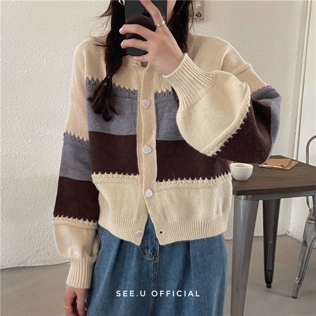 Áo Cardigan Len Dệt Kim Phối Màu - See.U Official | BigBuy360 - bigbuy360.vn