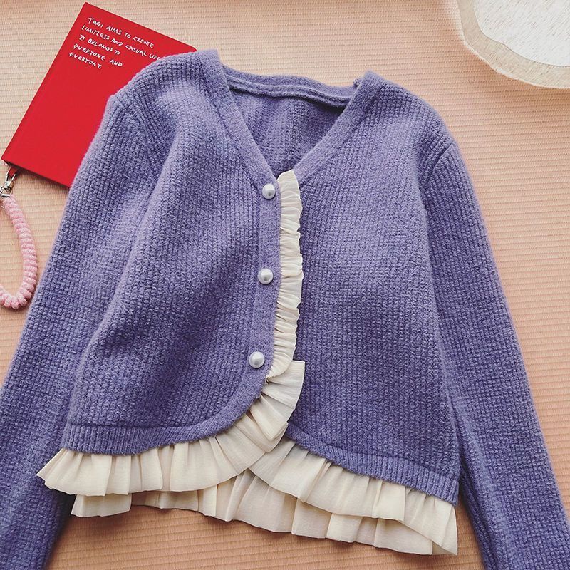 Áo Khoác Cardigan Dệt Kim Dáng Ngắn Thời Trang Mùa Xuân 2022 Cho Nữ