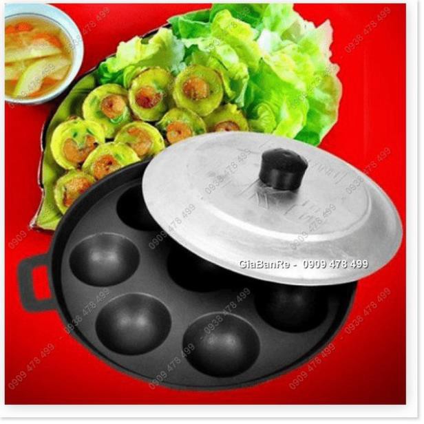 KHUÔN ĐỔ BÁNH KHỌT - BÁNH CĂN 8 LỖ HOẶC 12 LỖ TRÁNG MEN CHỐNG DÍNH -  6233