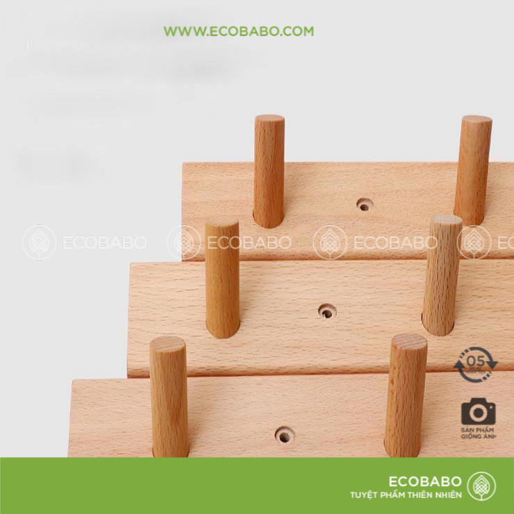 Móc treo quần áo gỗ gắn tường / Thanh treo đồ đa năng F12
