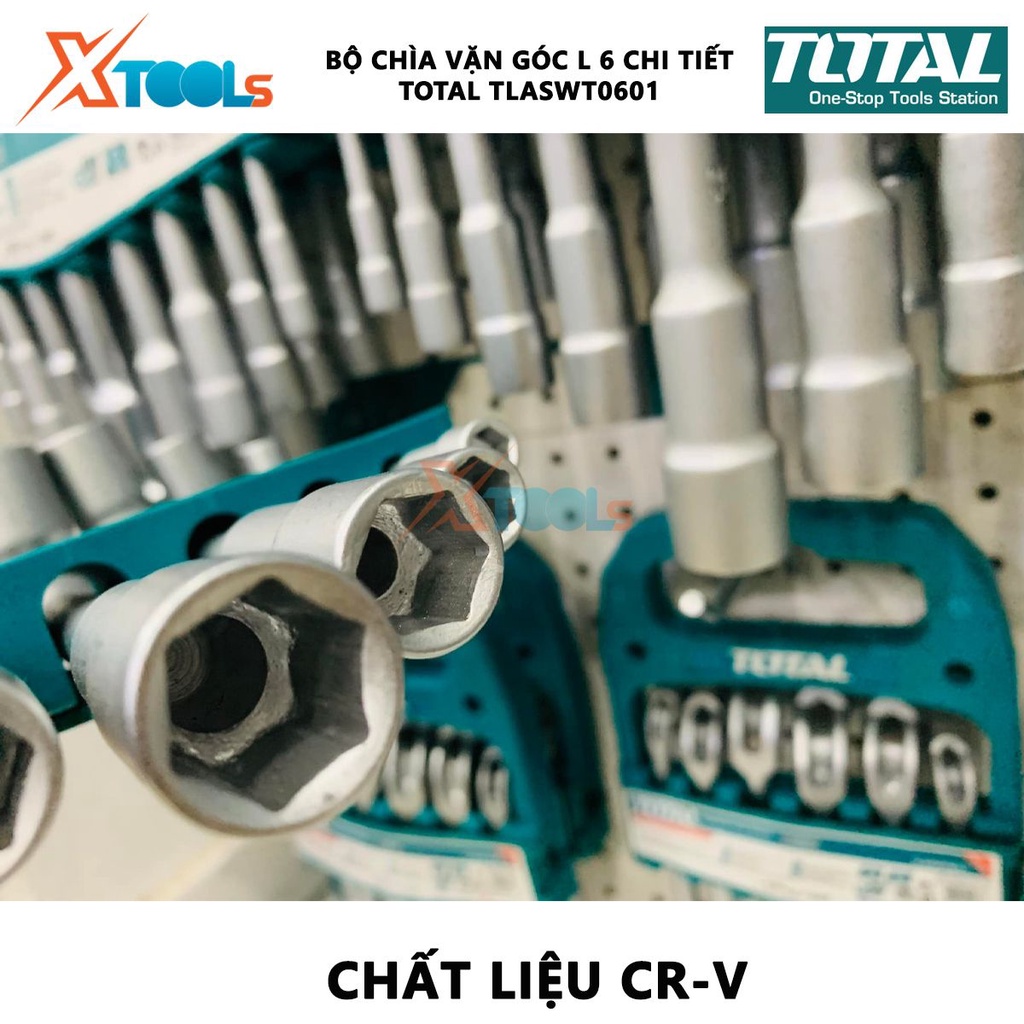 Bộ chìa vặn góc L 6 chi tiết TOTAL TLASWT0601 |  bộ 6 cần kích thước 7mm 8mm 10mm 12mm 13mm 14mm [CHÍNH HÃNG][XTOOLs]