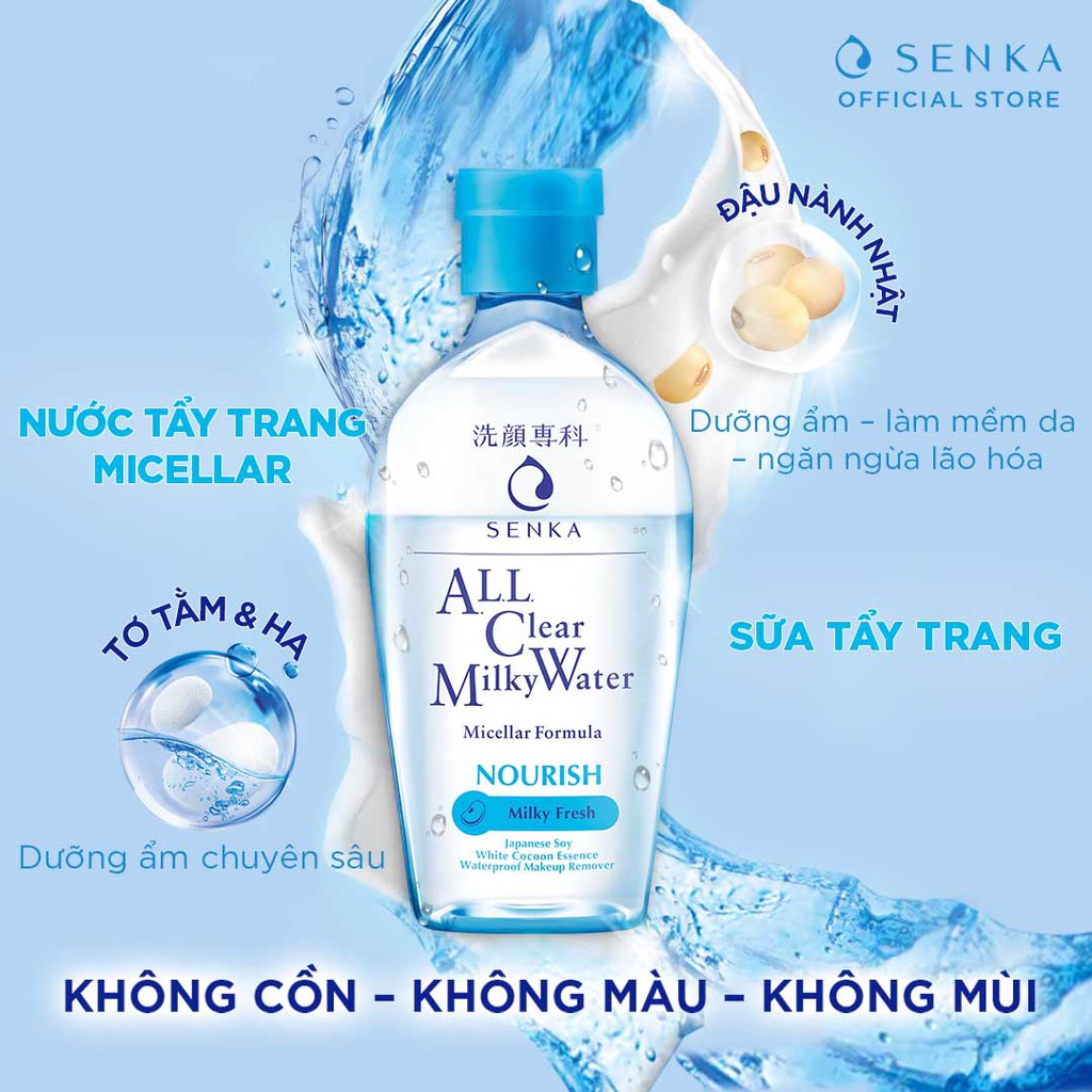 [HB Gift] Nước Sữa Tẩy Trang 2 lớp Senka A.L.L. Clear Milky Water 230ml