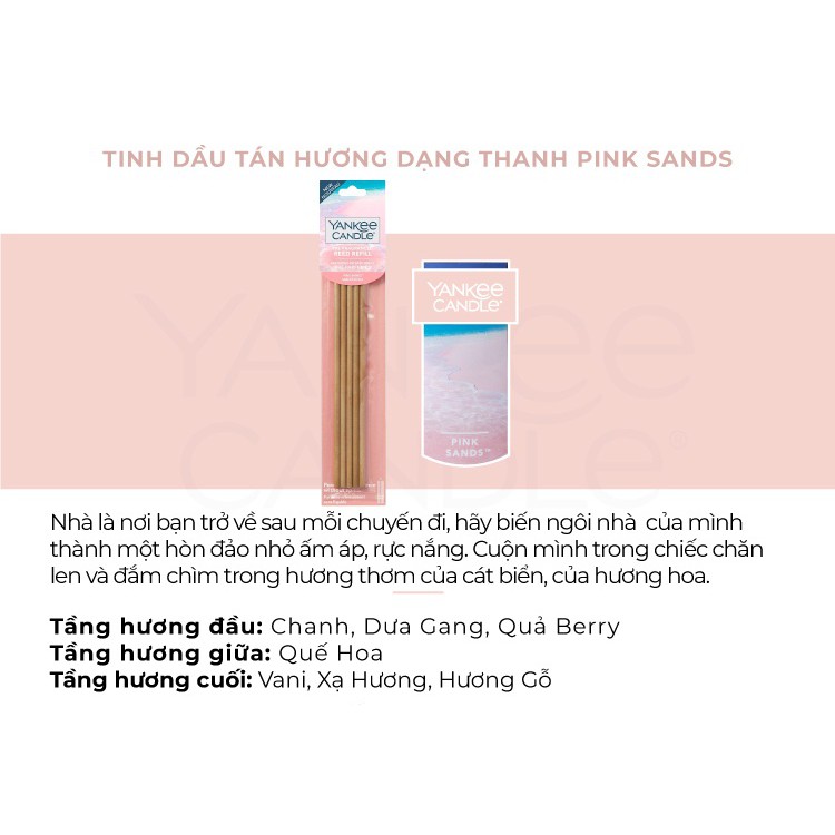 Tinh dầu tán hương dạng thanh Yankee Candle (refill) - Pink Sands (gồm 5 thanh tán hương, không kèm lọ)