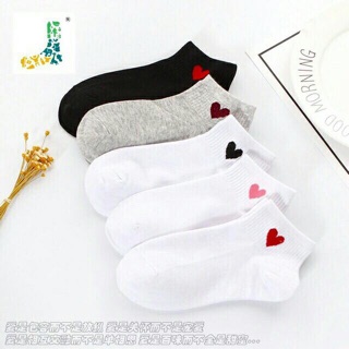 SET 5 ĐÔI TẤT NỮ CỔ NGẮN HÌNH TIM