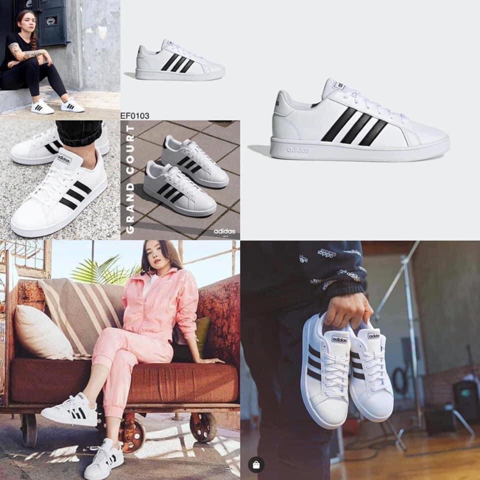 Giày thể thao nữ Adidas Grand Court K - màu trắng