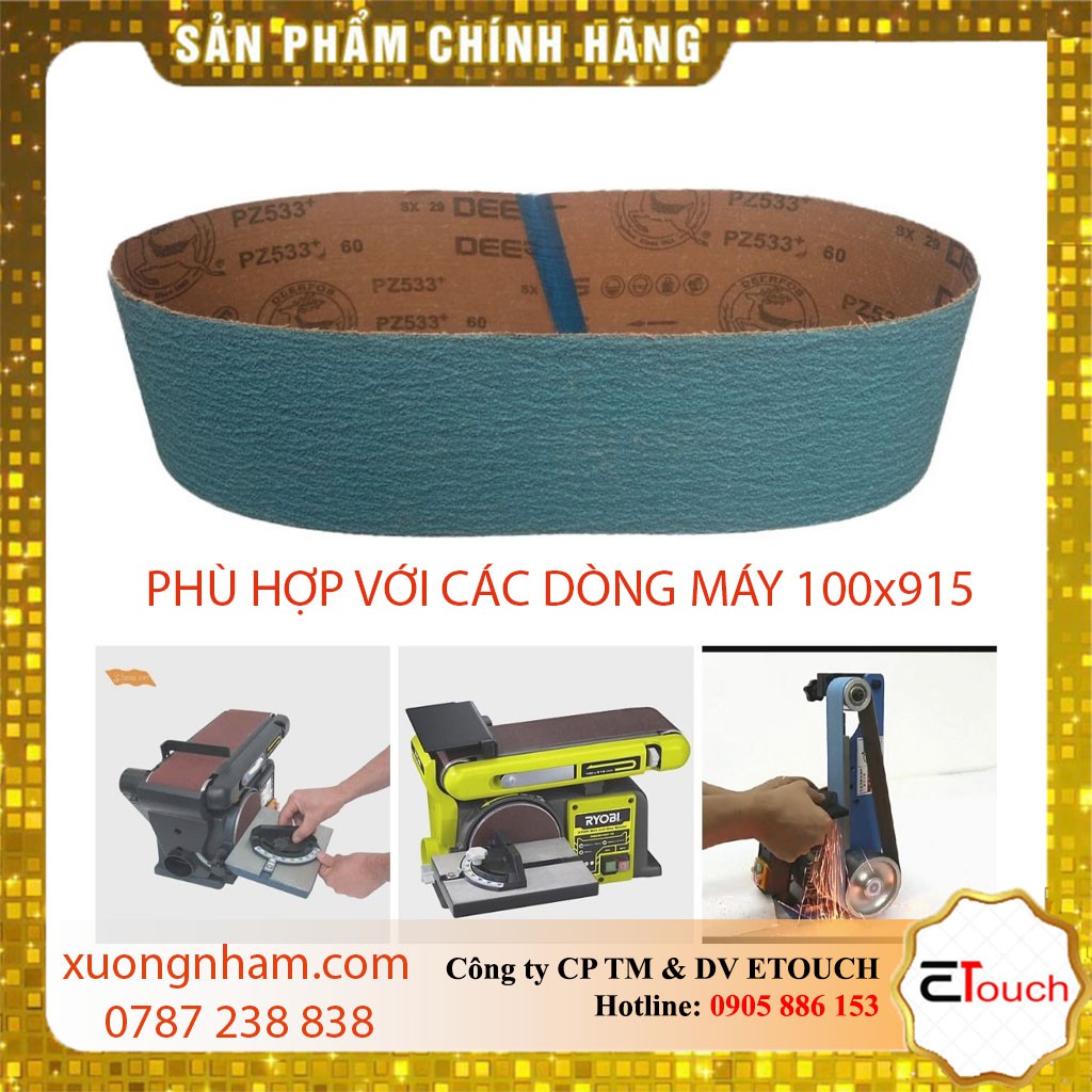 Nhám vòng 100mm x 915mm, đai nhám vòng hiệu con nai, Giấy nhám, Vải nhám Deerfos PZ533 Zirconia 100mm x 915mm P60