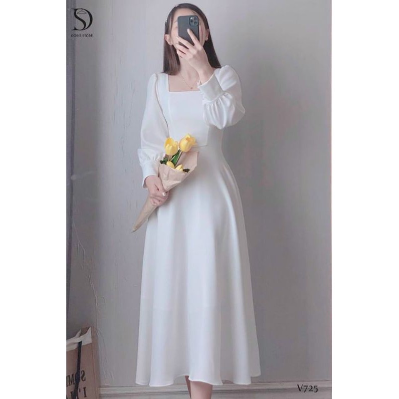 Váy Trắng Tay Dài Tiểu Thư LENA MS1207