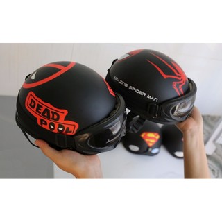 Nón Bảo Hiểm Siêu Anh Hùng DeadPool Captain Thor Spiderman ( Có Kính )