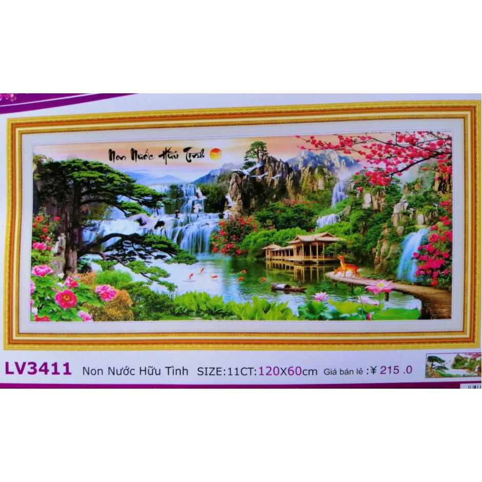 Tranh thêu chữ thập  Phong cảnh non nước hữu tình LV3411 120*60CM, LV3412 , MN0112