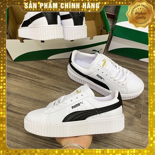 Giày thể thao Puma trắng vạch đen , puma phản quang đế cao 3cm