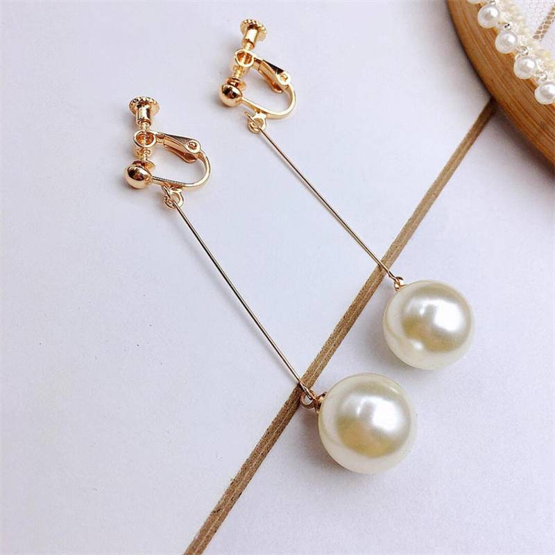 Hoa Tai Dạng Kẹp Đính Ngọc Trai Nhân Tạo Thời Trang