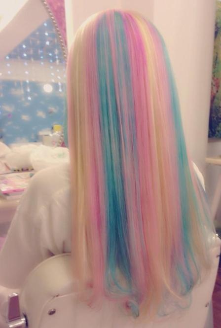 6/8Pcs/set  20\ Long Straight Colorful Hair Extensions Clip in Highlight Rainbow Hair Streak Pink Synthetic Hair Strands On Clips