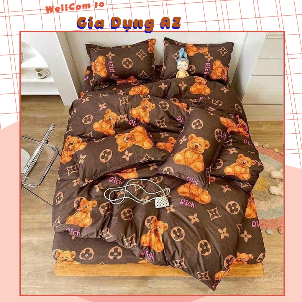 Bộ chăn ga gối poly cotton không nóng bí cao cấp hình gấu nâu giá rẻ AZ D1.100.M6