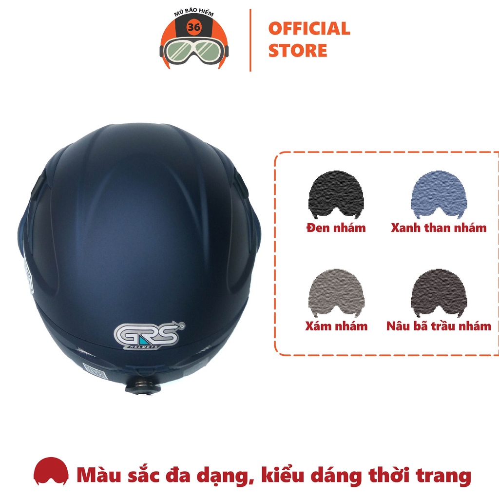 Mũ bảo hiểm nửa đầu GRS A966K 2 Kính (màu xanh tím than nhám)