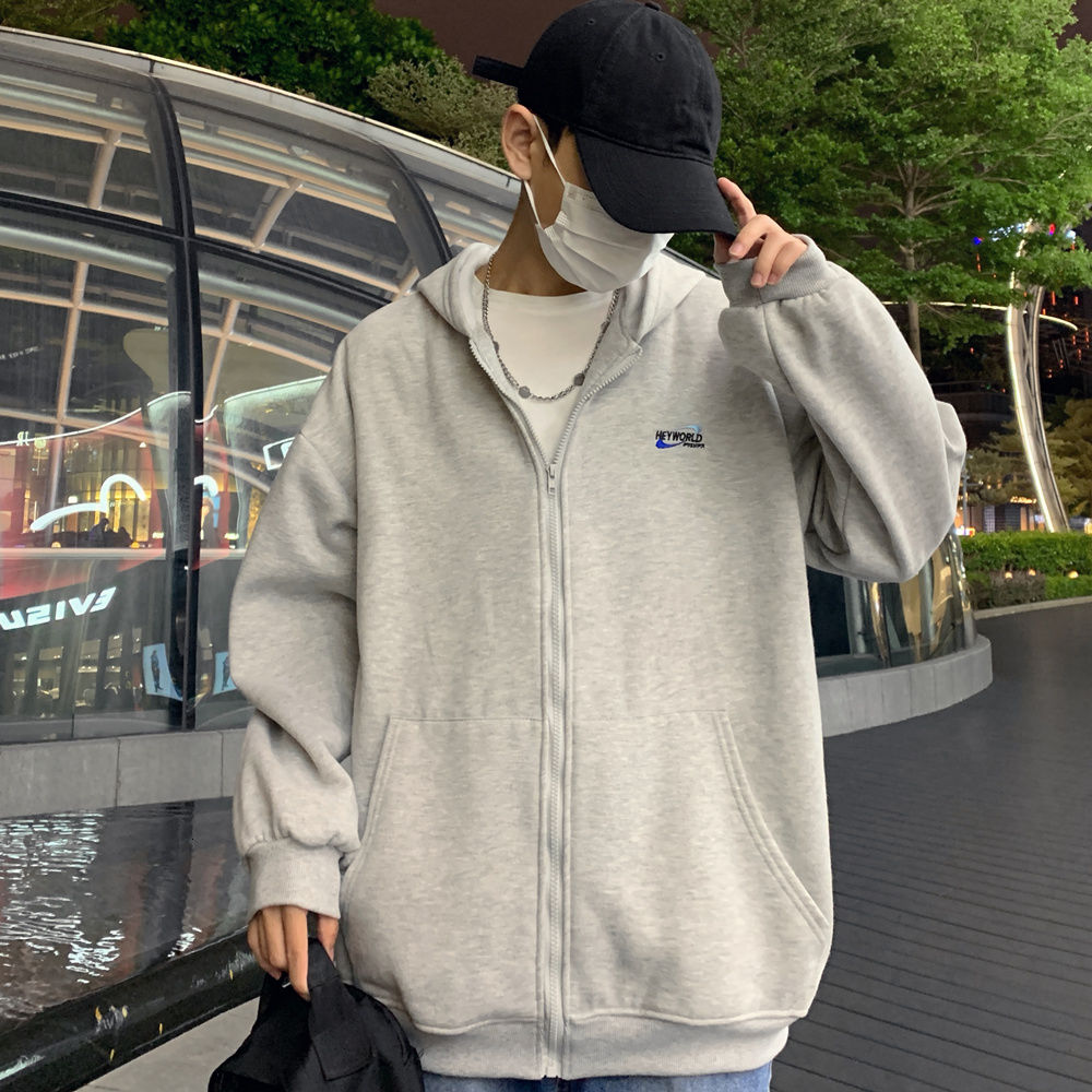 Áo Khoác Hoodie Dáng Rộng Phối Khóa Kéo In Chữ Đơn Giản Phong Cách Harajuku 226782 | BigBuy360 - bigbuy360.vn