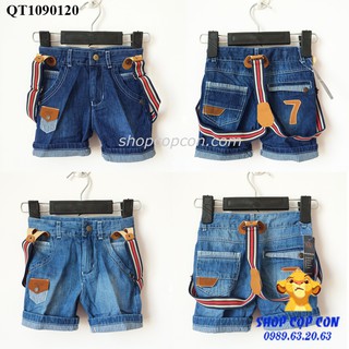 Quần short jean số 7 kèm dây đeo cho bé từ 10-20kg