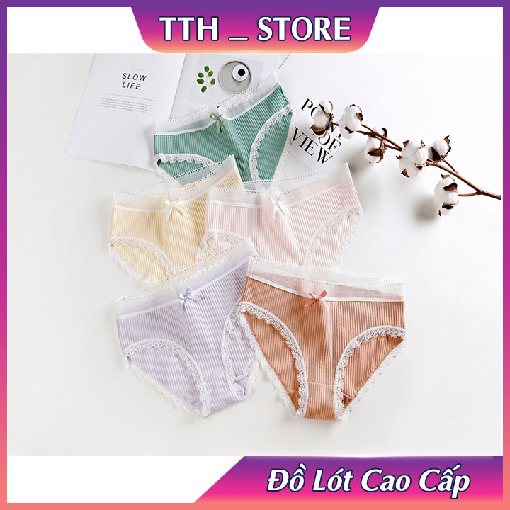 Quần lót nữ cotton trơn kháng khuẩn thiết kế gân tăm cao cấp dành cho phái đẹp QQ014