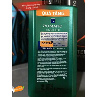 sữa tắm gội romano 60ml
