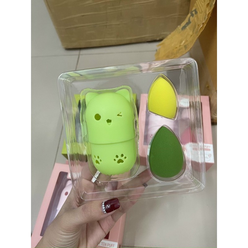 Bông Mút Nee Ni Coo Set Kitten Puff Sponge Blender Beauty 3 Items