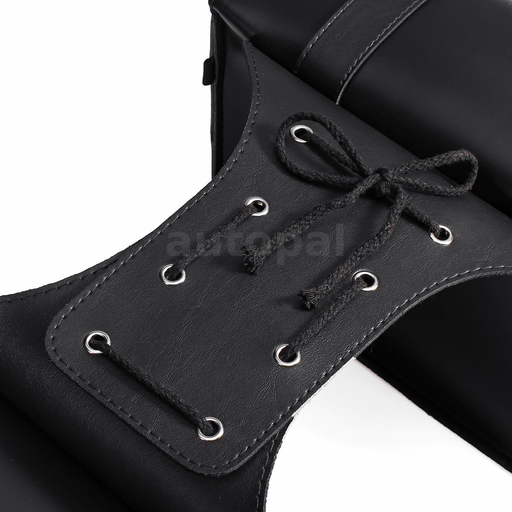 Cặp túi hành lý gắn hai bên yên xe máy bằng da PU màu đen