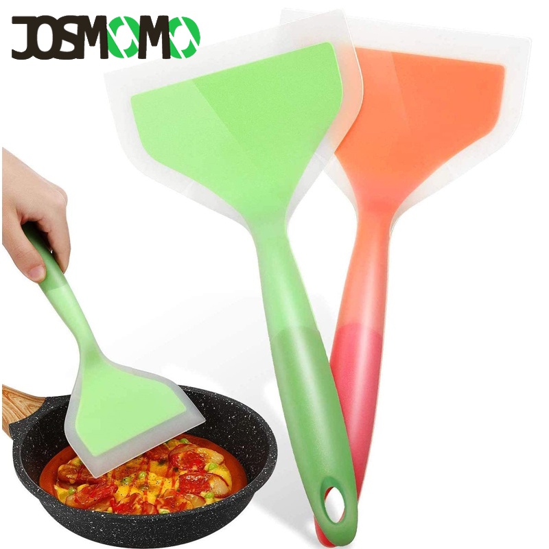 JOSMOMO 1 CÁI Bánh kếp Silicone Xẻng Dao rộng Dao xoay chịu nhiệt Xẻng chiên Silicone Rộng linh hoạt cho dụng cụ nấu ăn không dính