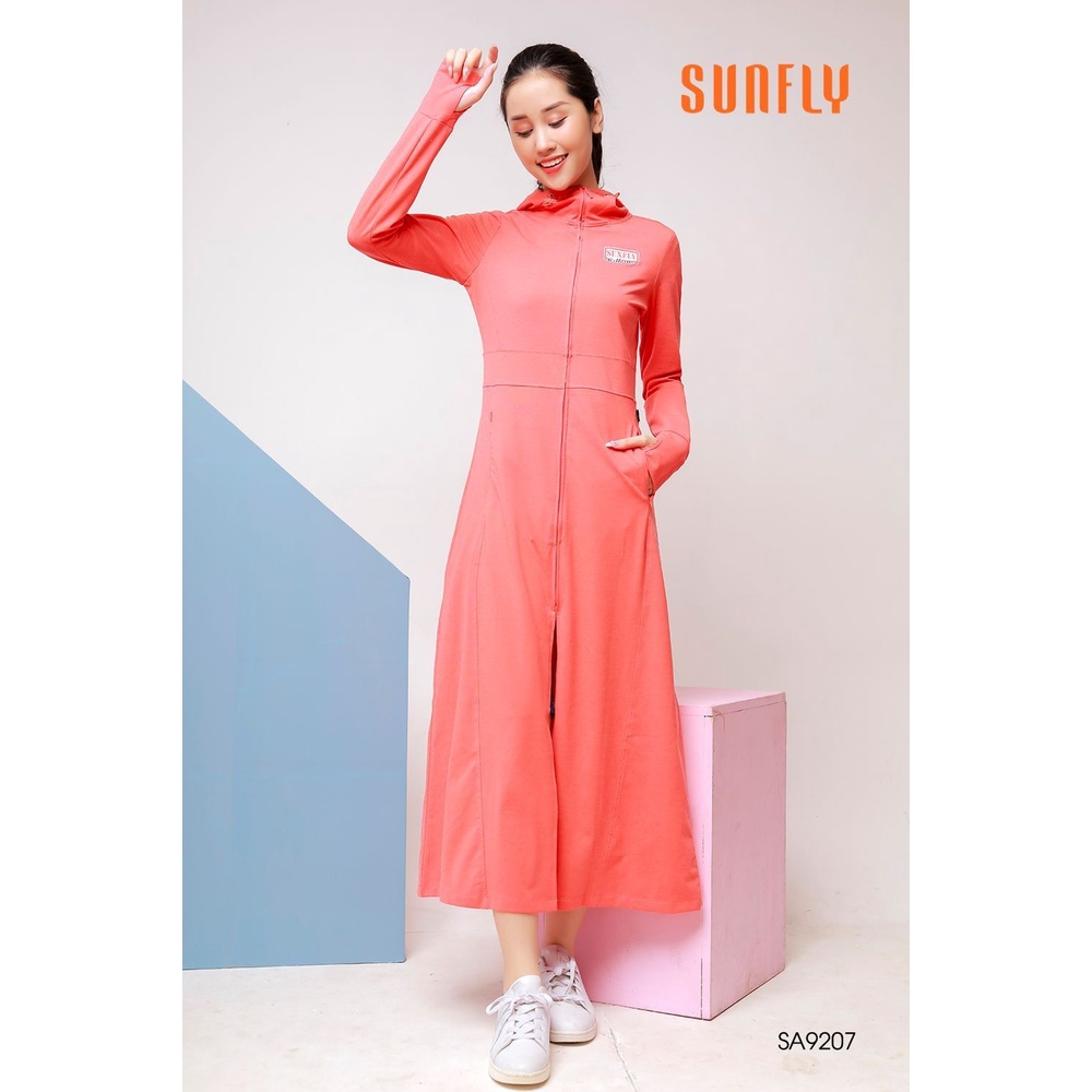ÁO CHỐNG NẮNG COTTON DÁNG DÀI KÉO KHÓA CÓ MŨ SA9207