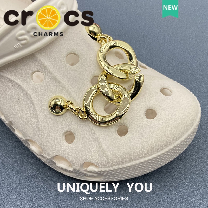 Dây Xích Kim Loại Đính Hạt Ngọc Trai Trang Trí Trên Cùng crocs jibbitz