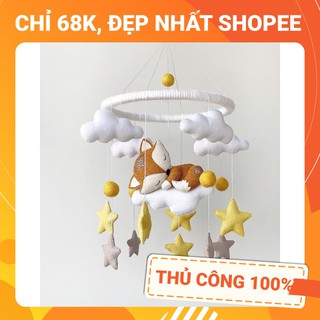 [MIỄN PHÍ BẢNG TÊN BÉ] Đồ chơi treo nôi cũi cho bé kích thích thị giác Coco Kids, tự xoay và phát nhạc mẫu CÁO VÀNG 1