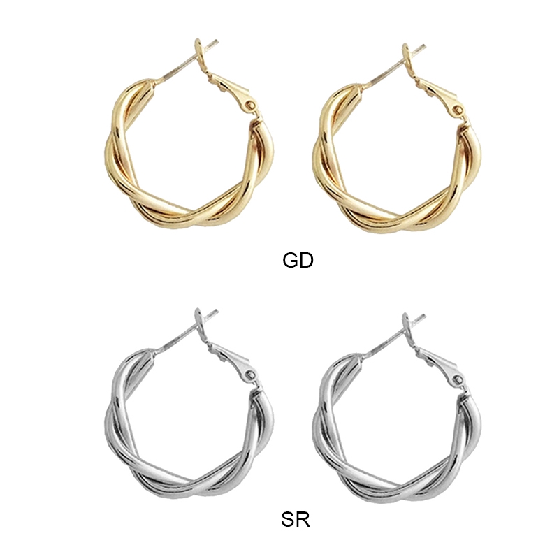 Bông tai thiết kế vặn xoắn đơn giản phong cách Hàn Quốc