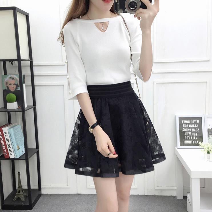 2021 new girls skirt Korean fashion trend high waist all-match a-line tutu mesh lace pleated half-length | BigBuy360 - bigbuy360.vn