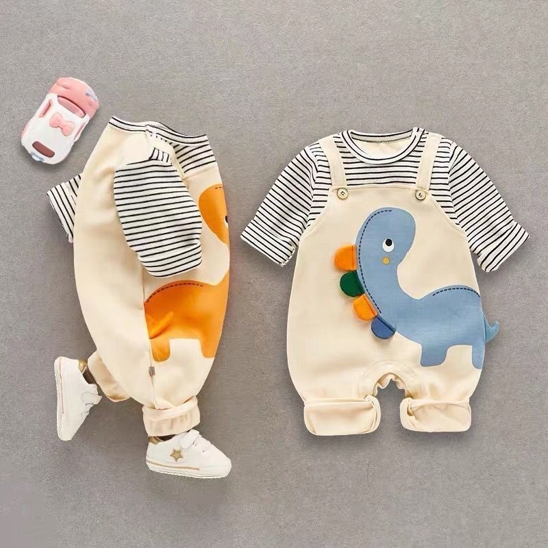 Áo liền quần tay dài vải cotton thời trang đáng yêu dành cho bé sơ sinh