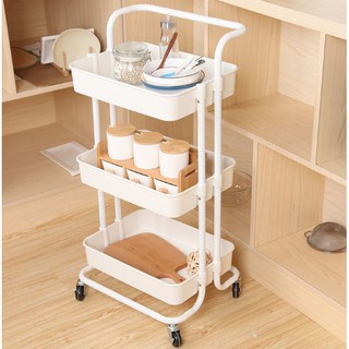 Kệ đa năng 3 tầng khay nhựa, kệ bỉm sữa kèm xe đẩy spa