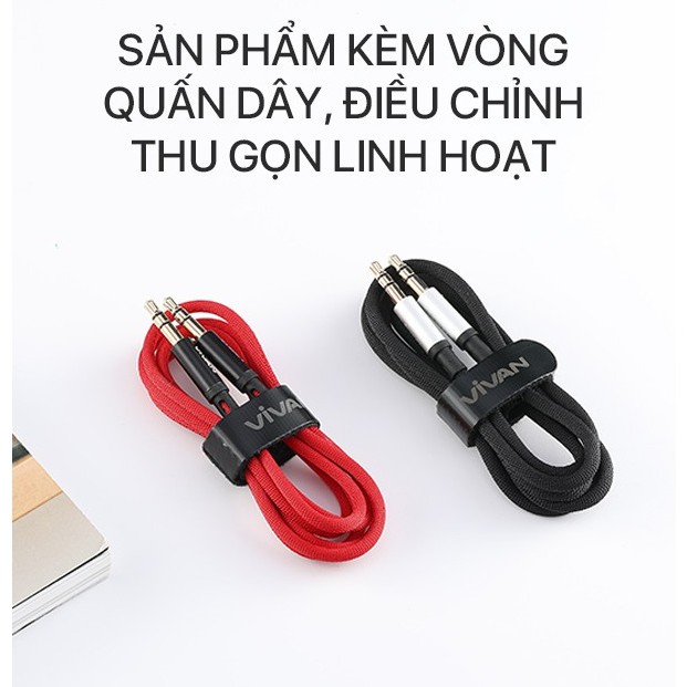 Dây Cáp Âm Thanh AUX VIVAN AUX01 Cổng Kết Nối 3.5mm Dài 100cm - BẢO HÀNH 12 THÁNG 1 ĐỔI 1