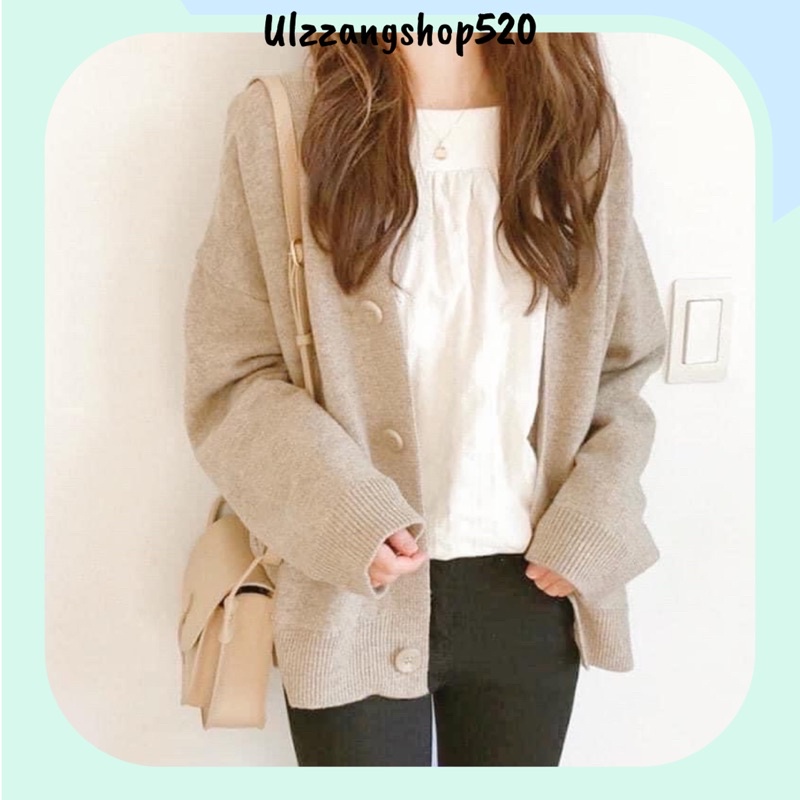 Áo cadigan len lông thỏ mềm 4 màu đen nâu ghi be free size kiểu Hàn Quốc Ulzzangshop520