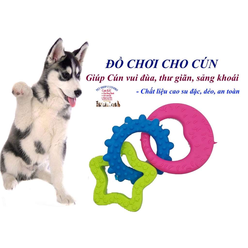 Đồ chơi cho Chó Hình ngôi sao và 2 vòng tròn gắn liền nhau Chất liệu cao su đặc, dẻo, an toàn, Giúp thú cưng vui đùa