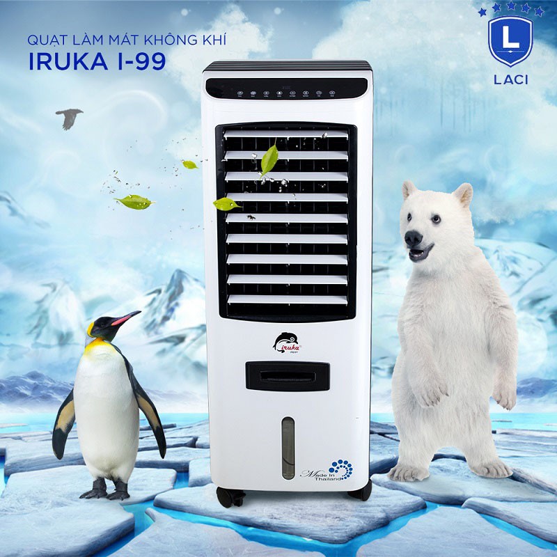 Quạt hơi nước làm lạnh không khí Iruka I99 Made In Thái Lan | Công suất 200W | Màn hình cảm ứng có remote điều khiển