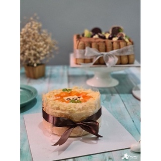 Bánh bông lan trứng muối sốt phô mai chà bông - ruốc - cheese sauce - bánh sinh nhật - bánh gato- bento cake - mini cake