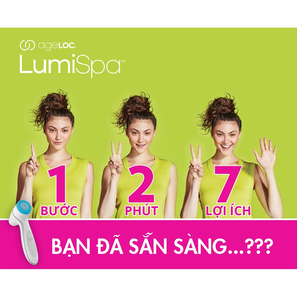 (Hàng Công ty- Có Bảo Hành) Máy Rửa Mặt LumiSpa Nuskin Máy + Sữa rửa mặt + Bảo hành 2 năm