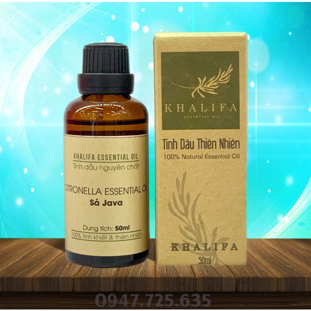 Tinh Dầu Sả Java Nguyên Chất Khalifa 50ml Tốt Cho Da Giảm Stress Khử Mùi Chống Say Xe Hàng Chính Hãng