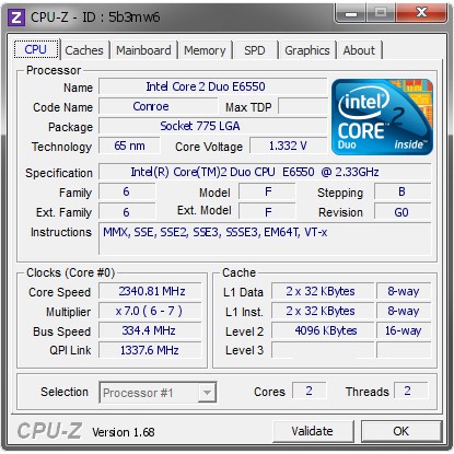 CPU Intel Core2 Duo Desktop E6550 2.33GHz, 4MB L2 Cache, Socket 775