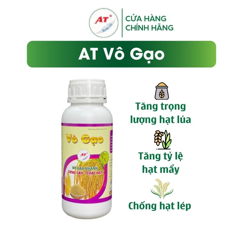 Phân bón hữu cơ AT chuyên dụng cho cây lúa Dinh dưỡng nuôi hạt, hạt chắc, vỏ dày, màu sáng – AT vô gạo 500ml