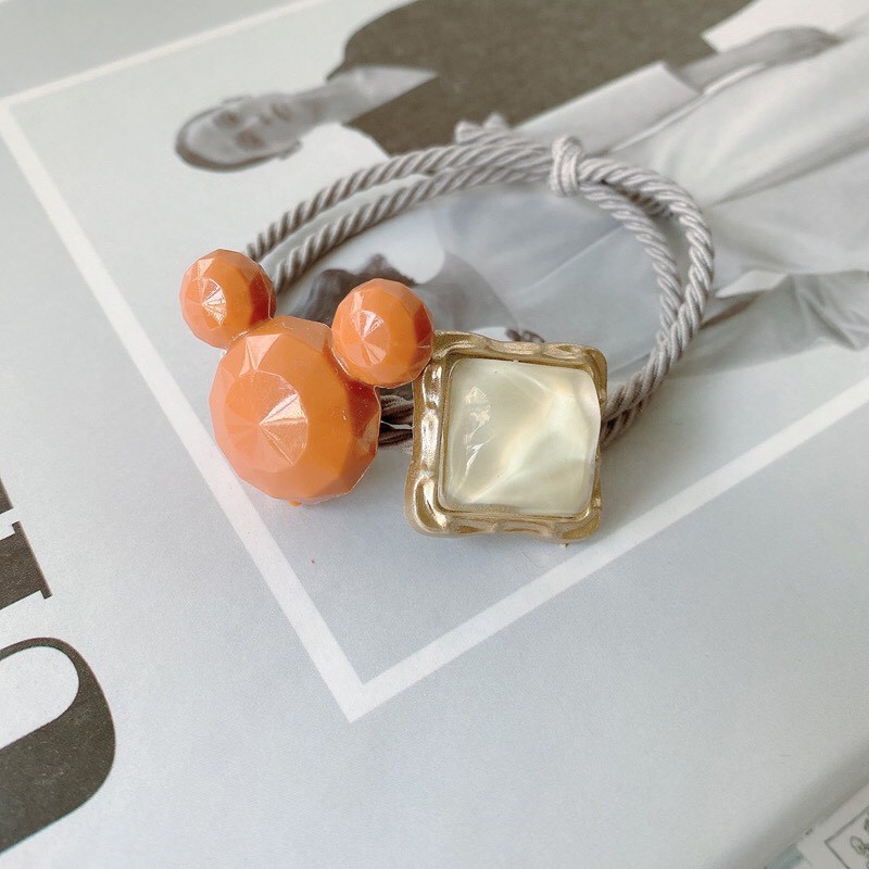 Dây buộc tóc dây chun cột tóc đính đá hình mickey phong cách Hàn Quốc