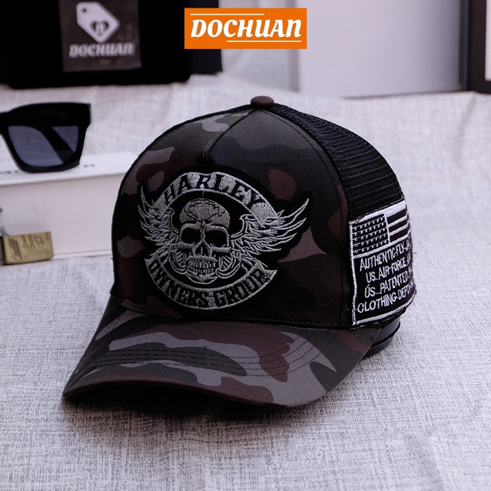 Nón kết HARLEY lưới đầu lâu hoa hồng N304. Nón xuất khẩu Nhật Hàn Âu Mỹ phong cách thời trang cá tính