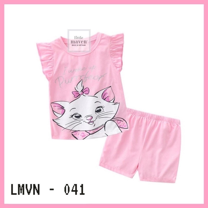 Bộ cộc tay Little maven cho bé gái size từ 12-24 cân