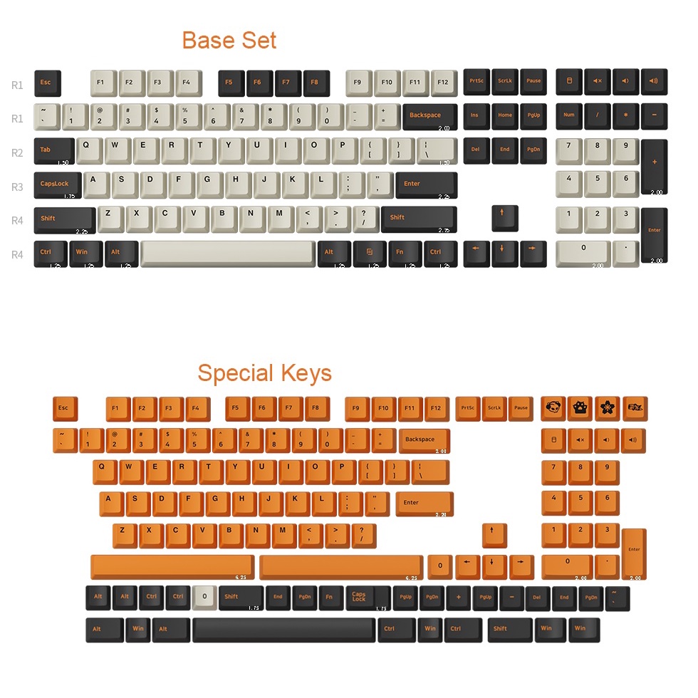 Bộ keycap PBT Akko nút gắn bàn phím cơ, in doubleshot phối màu Carbon, Neon, Psittacus phù hợp nhiều layout bàn phím