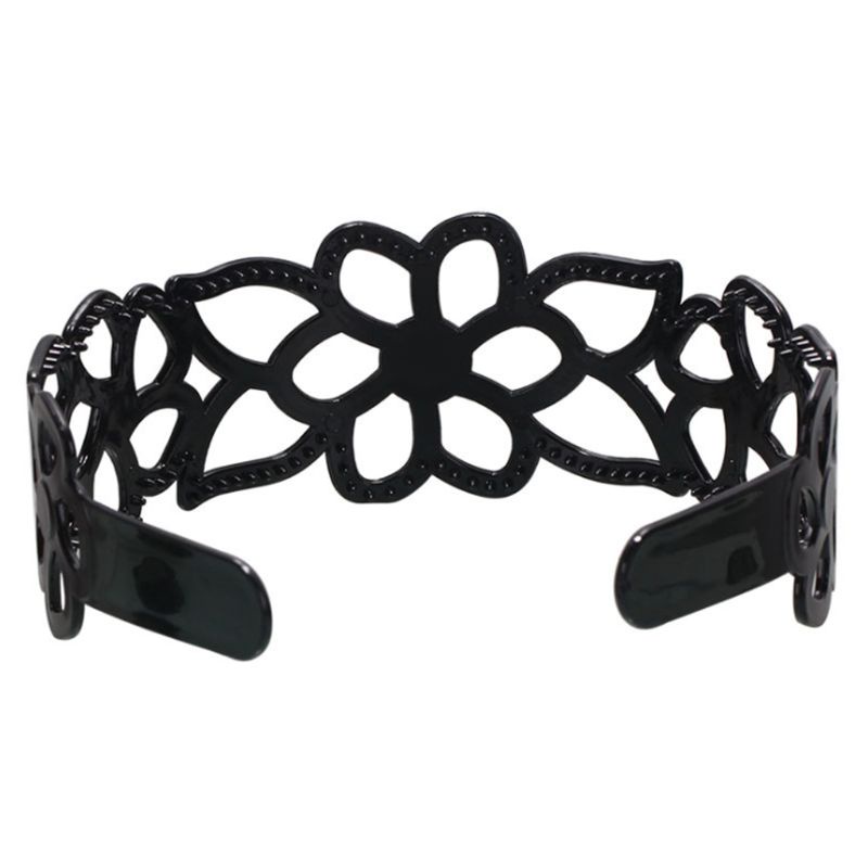 Băng Đô Cài Tóc Bằng Nhựa Màu Đen Thiết Kế Rỗng Chống Trượt Thời Trang Cho Nữ