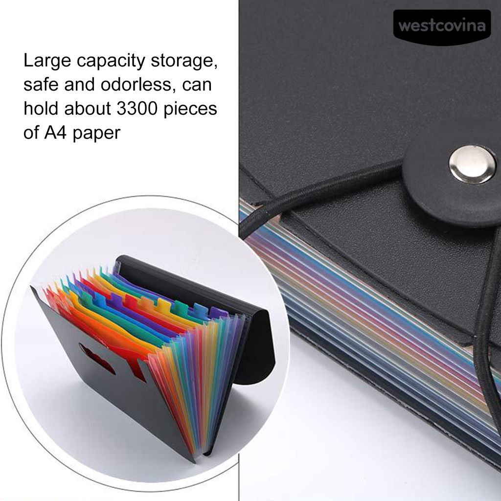 [Hot]✍Bìa Đựng Hồ Sơ Cỡ A4 12/24 Ngăn Màu Cầu Vồng Cầm Tay Tiện Dụng