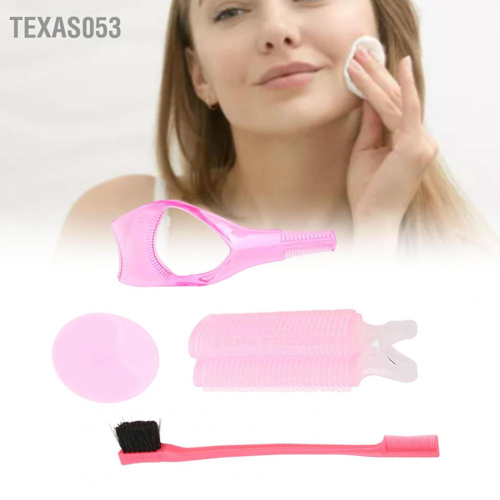 Texas053 Làm đẹp tóc Máy uốn sạch khuôn mặt Bàn chải lông mày mi Trợ lý Phụ nữ Bộ màu hồng