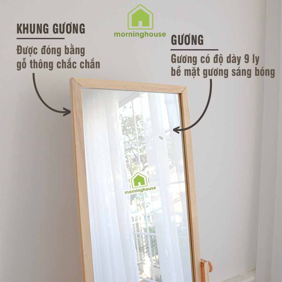 [Mã LIFE50KALL giảm 10% đơn 200K] Gương Soi Toàn Thân Phối Kệ Morning House- Gương trang trí