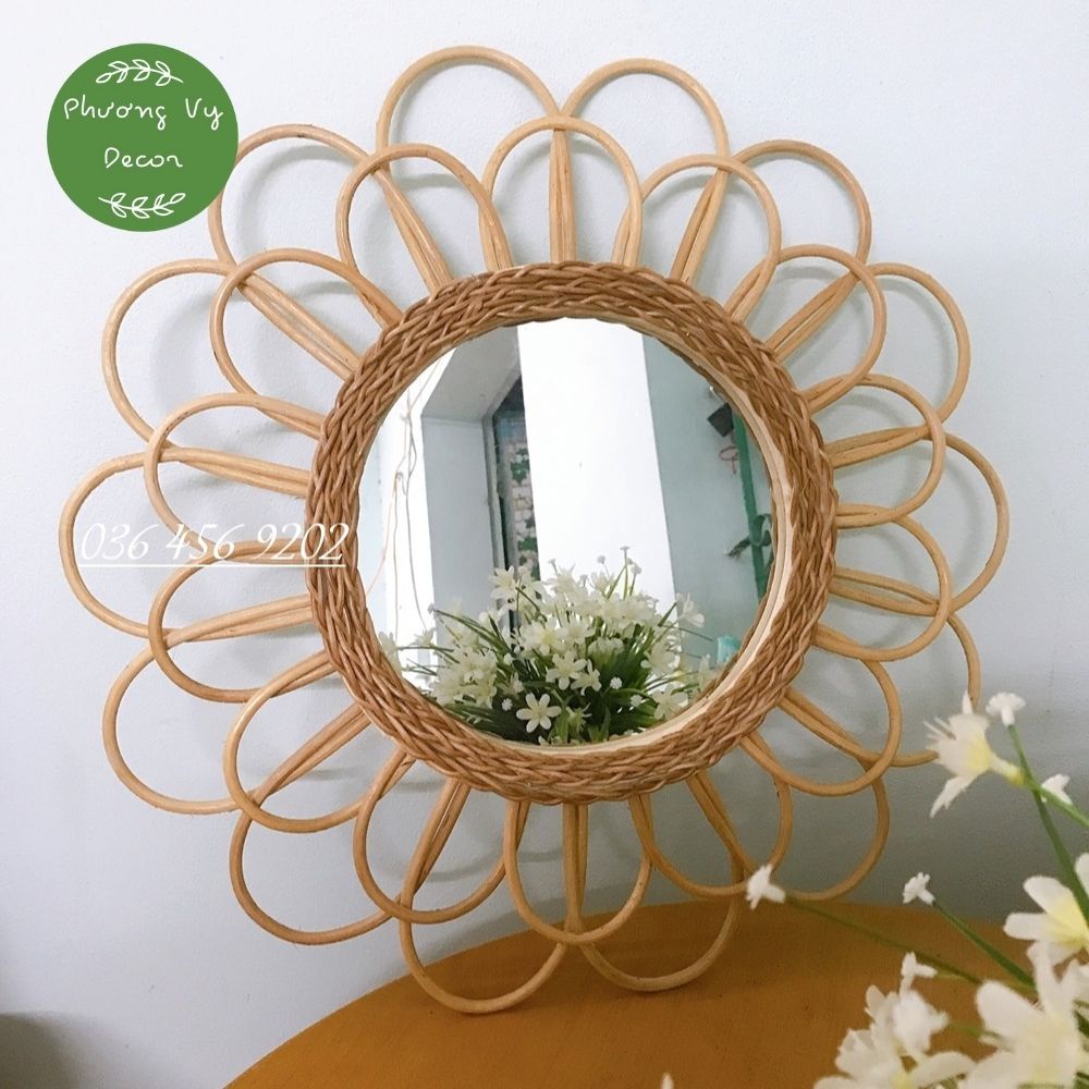 Gương trang trí, gương mây decor nhà cửa, quán ăn, cafe xinh xắn